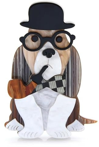 Broche en acrylique avec tuyau pour homme et femme - Pour porter un chapeau et des lunettes assis - Pour animal domestique, Métal Zinc Acrylique