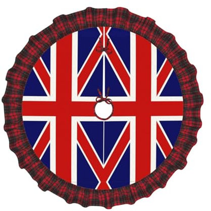 Gonna per tappeto con bandiera inglese, 122 cm, motivo scozzese, decorazione natalizia per albero di Natale