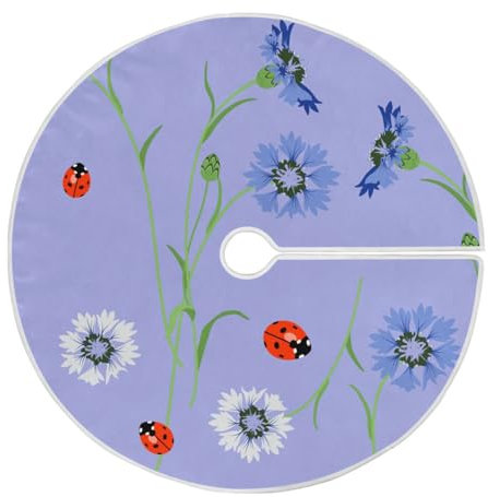 Tappeto Albero di Natale Flower Purple Tappetino per Albero di Natale Protezion Gonna Base Tappetino Copertura Elegante Copri Base Albero Natale per Capodanno Home Decor Festa L