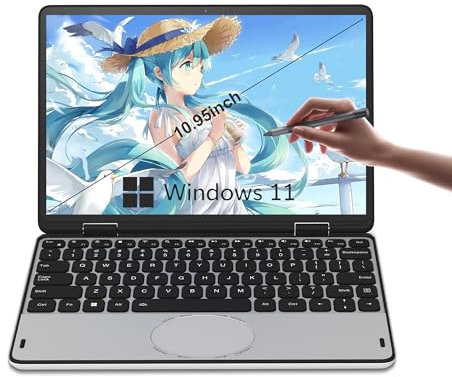 FakestarPC 2024 Mini Laptop mit Eingabestift 10,95 Zoll win11 Laptop Business Tablet Studentencomputer In-E N100 (4C/4T 3,4 GHz) 1920 IPS Touchscreen HD Auflösung