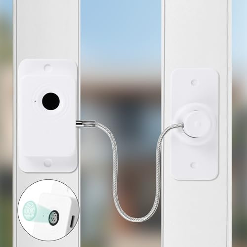 Vicloon Candados de Seguridad para Bebés, Cerraduras de Ventanas Niños, Limitador Apertura Ventanas, Bloqueo de Huellas Dactilares Autoadhesiva y con Tornillos, para FrigoríFico/Armario/Puerta