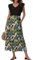 Tanmolo Maxikleid Damen Sommerkleid Lang Strandkleid Mit V-Ausschnitt Im Swing-Stil Mit Blumenmuster Mit Taschen (Tropischer Regenwald S)