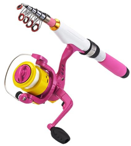 Ensemble canne à pêche et moulinet, petit moulinet de pêche – Kit de canne à pêche de voyage portable, canne à pêche télescopique pour débutant