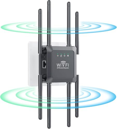 WiFi Répéteur,Amplificateur WiFi,2024 Nouveau WiFi Extender,Repeteur WiFi Puissant sans Fil avec 8 antennes et LAN Port Ethernet,Routeur/répéteur/AP,Compatible avec Toutes Les Box Internet