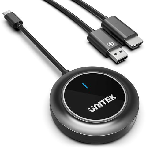 UNITEK USB C to Wireless HDMI Transmitter & Receiver Kit - 5GHz 1080P TV/Monitor Extender Wireless Connector for MacBook/iPhone/Laptop to TV, iOS/Android/Windows/macOS Screen Mirroring