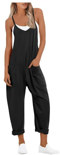 Salopette Donna Eleganti, Tuta Jumpsuit Donna Estiva Senza Maniche Salopette Estiva Elegante Comoda Salopette Larga Spalline Jumpsuit Casual con Tasche