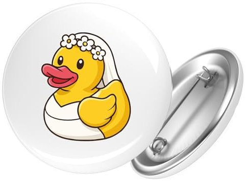 Huuraa Ansteckbutton Quietscheente Braut Gummiente Hochzeit Geschenk Größe 59mm Quietscheente Braut Accessoire