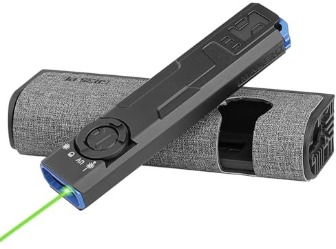 IMALENT GR35 Rechargeable EDC Torch, 2800 Lumens, 4 in 1: Light with Green Beams, UV LED, White Light and Red-Blue Flashing Flashlight, Anti-Slip Grip, Super-Thin Build Flat for Outdoors, Emergency