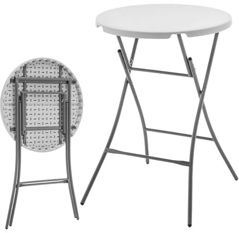 Floordirekt- Gartentisch Klappbar Rund Kunststoff 110 x 80 cm - Buffettisch mit Tragegriff - Klapptisch für Garten Terrasse und Balkon - Campingtisch 6 Personen (Nagano)
