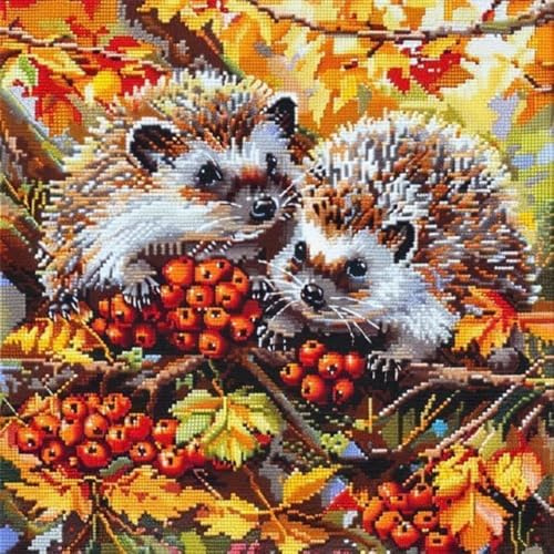 KnüpfKissen Set Erwachsene Kinder mit vordruck Igel Paar Ahorn Blatt Herbst knüpfteppich zum selber knüpfen Kissenbezug Anfänger DIY Handarbeit Stickerei Sets Handgemachtes Handwerk Sofa Wohnkultur 43