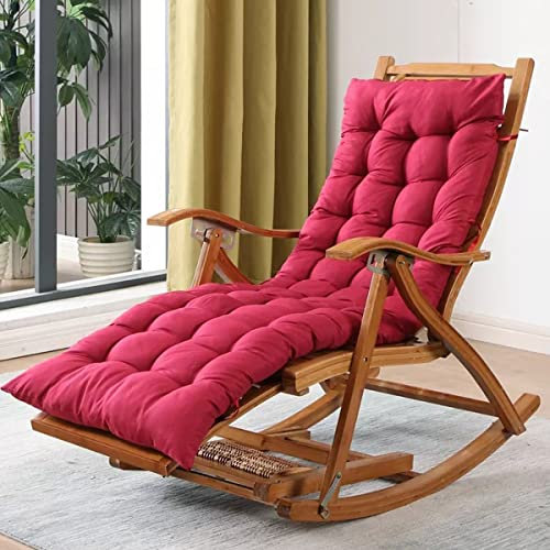 OWOHYG Mecedora Plegable y reclinable, tapizada Suave, Ideal para balcón, Piscina y Patio. Silla de Madera para el Ocio, Silla de Anciano/Gris Claro (Rojo).