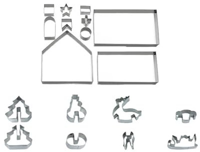 Scone Cutters For Baking 18pcs 3D Imaginative Christmas Cookie Cutters Set. Substitute Chocolate Substitute Cutter Kit. Cookie Cake Bakeware. Santa Alternative Substitute (Silver, 24.5X18.5X3CM)