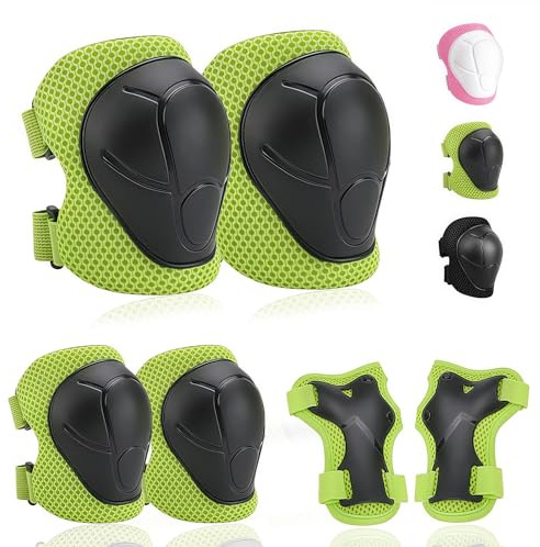 Knieschoner Kinder, 6 in 1 Schutzausrüstung, Knieschoner Ellenbogenschützer Handgelenkschoner, Knieschoner Schoner Set Kinder für Skateboard Roller Skaten