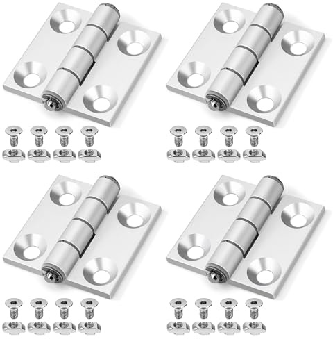 Tunejoy Scharnier Klappbar Türscharniere Faltbare für 2020 Aluprofil 3D-Drucker Leichte DIY Schranktüren 4 Stück 36MMx47MM Silber