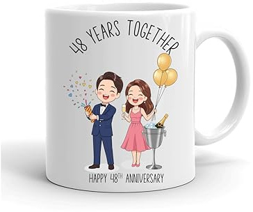 VIROSA 48 Year Anniversary Mug – 11oz Ceramic Coffee Mug Gift for Husband, Wife, Couples – First Wedding Anniversary Present Idea, Funny Romantic Keepsake