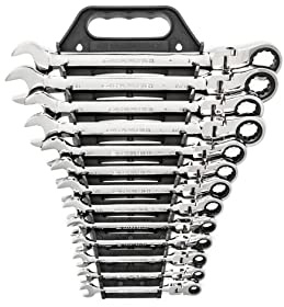 GearWrench 13 Pc. 12 Pt. Flex Head Ratcheting Combination Wrench Set, SAE - 9702D