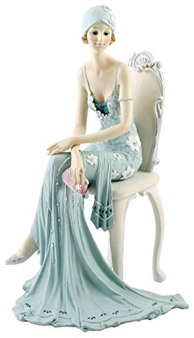 Widdop 58379 Dekofigur Lady auf dem Stuhl Broadway Belles, 25 x 14 x 14 cm