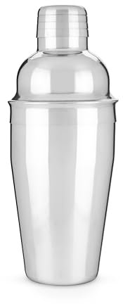 True 2847 Contour Cocktail Stainless Steel Cobbler Shaker with Cap and Strainer, Silver