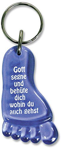 Unbekannt - Christliche Geschenkideen °° Schlüsselanhänger BLAU Fuß, Acryl 6cm, Gott segne ...,
