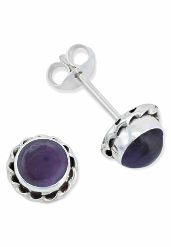 925 Silber Damen Ohrstecker | echtes Silber, verschiedene echte Steine zur Auswahl, handarbeit aus Indien, im Geschenkbeutel
