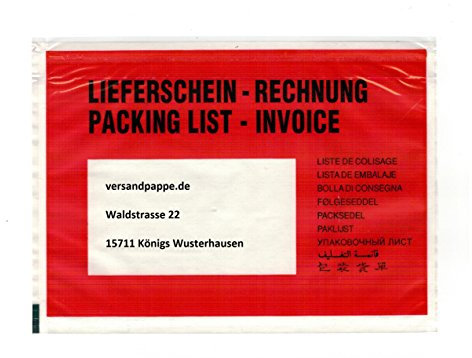 1000 St. selbstklebende C6 Dokumententaschen 175x125 mm Lieferscheintaschen Rechnungstaschen