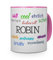printplanet Tasse mit Namen Robin - Positive Eigenschaften von Robin - Namenstasse, Kaffeebecher, Mug, Becher, Kaffeetasse - Farbe Rosa