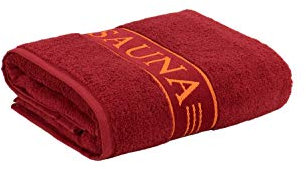 frottana Sauna – Saunatuch mit Bordüre 80 x 200 cm aus 100% Baumwolle, ruby