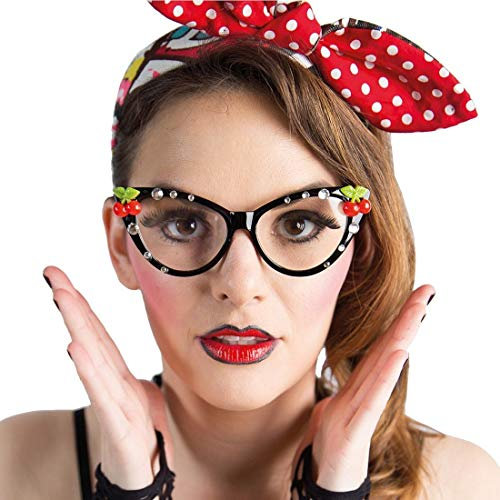 Amakando Stylische 50er Jahre Party-Brille mit Glitzersteinen/Vintage Faschingsbrille Pin Up Girl/Perfekt geeignet zu Fasching & Festival