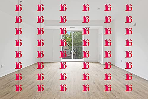 SHATCHI Age Hanging String 13th-90th Glitz Anniversary Birthday Metallic Shiny Foil Banner Party Door Wall Decorations Pack of 6, Pink, one