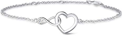 FANCIME Armband Damen 925 Sterling Silber Herz Infinity Armkette Frauen Weiß Gold Armbänder Jahrestag Geburtstag Weihnachten Schmuck Geschenk für Mutter Freundin Ehefrau Mama