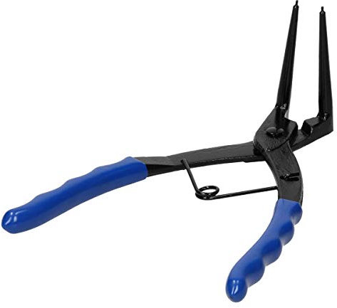 ECD Germany Pince Robuste pour Circlips Cylindriques - Pince à Coudee à 90° - Poignées Caoutchoutées Bleu - Intérieur/Extérieur - Extracteur de Bague Intérieure - pour Motos Voitures Camions