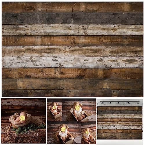 WaW 2.2x1.5m Fotohintergrunde Dunklebraun Altmodisch Holzwand für Fotostudios Stoff Fotografie Hintergrund Shabby Holz für Baby, Neugeborenen, Kinder Fotoshooting, Fotowand, Video