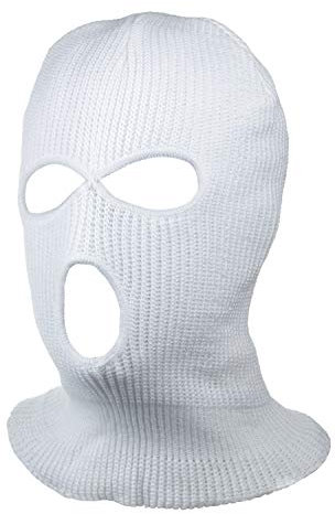 SUNTRADE 3 Loch Beanie Face Mask Ski für Männer und Frauen, Weiß,one Size