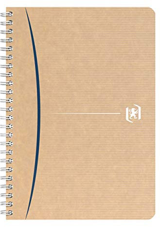 Oxford 400141846 Touareg Cahier Grands Carreaux Seyès 180 Pages Papier Recyclé Reliure Spirale Couverture Kraft Couleur aléatoire, A5