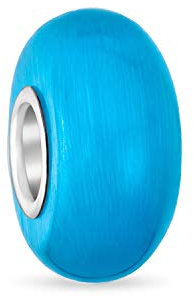 Bling Jewelry Einfacher Murano Glas Solid Aqua Blau Abstandshalter Perlenanhänger Für Frauen Für Teenager Passt Europäisches Armband .925 Sterlingsilber