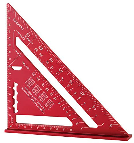 17,8 cm Dreieckslineal, rotes Dreieckslineal, hochpräzise Aluminiumlegierung, Dreieckslineal, Layout-Messwerkzeug für Ingenieur, Tischler (metrisch)