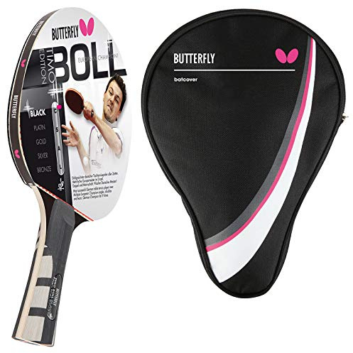 Butterfly® Timo Boll Platin 85025 Tischtennisschläger | Tischtennis Racket Bat Profi | Wettkampfschläger für fortgeschrittene Spieler | ITTF zertifizierter Pan Asia Belag | anatomische Griffform