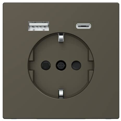 Schneider Electric Merten Schuko-Steckdose mit USB Anschluss Typ A+C, System Design, moccametallic, Artikelnummer MEG2367-6052