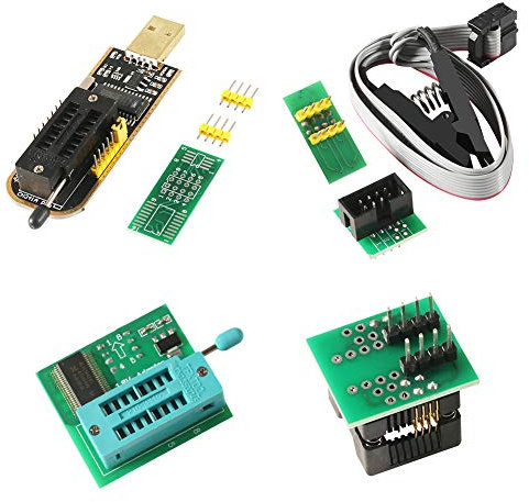 ALMOCN SOIC8 SOP8 Testclip für EEPROM 93CXX / 25CXX / 24CXX + CH341A 24 25 Series EEPROM Flash BIOS USB + 1,8V Adapter + Soic8 Adapter Programmer Module Kit