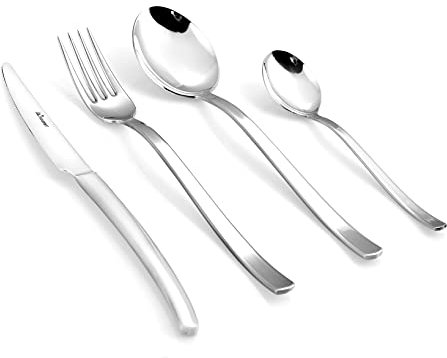 INOXPRAN - Servizio 24 Posate Venezia, Realizzato in Acciaio Inox per Maggiore Comodità e Resistenza, Design Elegante, 100% Made in Italy, Lavabile in Lavastoviglie