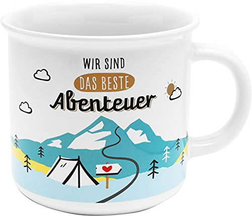 GRUSS & CO Tasse mit Motiv Abenteuer | Kaffeetasse, 38 cl, in Geschenkbox | Geschenk Geburtstag, Liebe | 47335