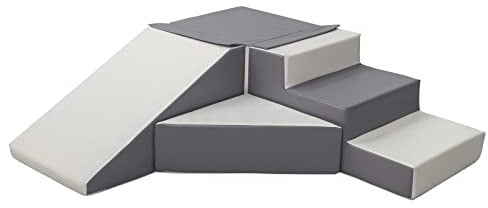 4 Großbausteine Schaumstoffbausteine Softbausteine Rutsche-Set Bausteine EPS+PE (Farbe: weiß,grau)