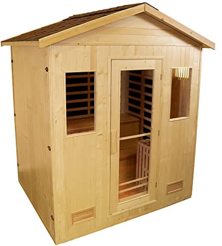 GLOBAL RELAX® | DHARANI S5 Outdoor Außensauna 5-6 Personen | Hautpflege, Immunsystemstärkung, Entgiftung | Muskelentspannung, Stressabbau | Farbtherapie | Bluetooth/MP3/Radio/Aux
