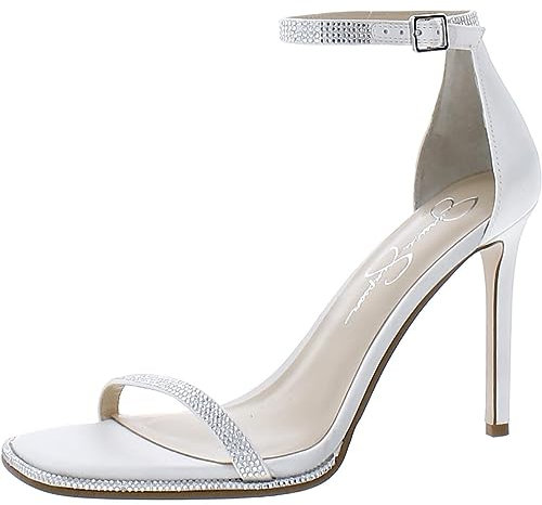 Jessica Simpson Damen Ostey Ankle Strap Heeled Sandale mit Absatz, Weiß, 40 EU