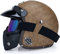 Halbschalenhelm Mofa-Helm Motorradhelm Vintage 3/4 Mopedhelme Jethelm Retro Mopedhelm Cruiserhelm Chopperhelm Rollerhelm Herrenhelm mit ECE-Zulassung,F-M（57~58）