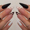 Handcess Stiletto Matte False Nails Black Long Press on Nails White Heart Acrylic Fake Nails Stick on Nail 24Pcs for Women and Girls