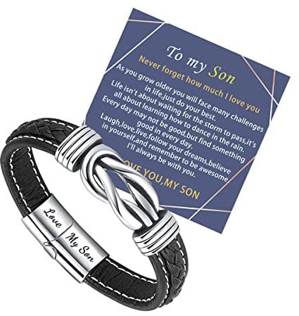 Sranich To My Son Bracelet,braided leather bracelet for Son Bracelet Gifts for Son From Mum