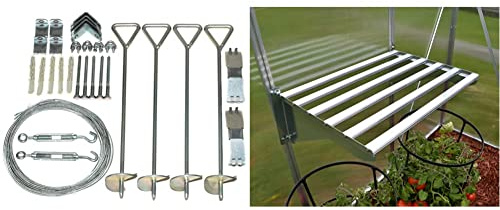 Palram Canopia Gewächshaus Zubehör Verankerungs-Set, Sturmanker-Set, Silber & Canopia Schwerlastregal, Gewächshaus-Regaleinsatz für Palram Gewächshäuser