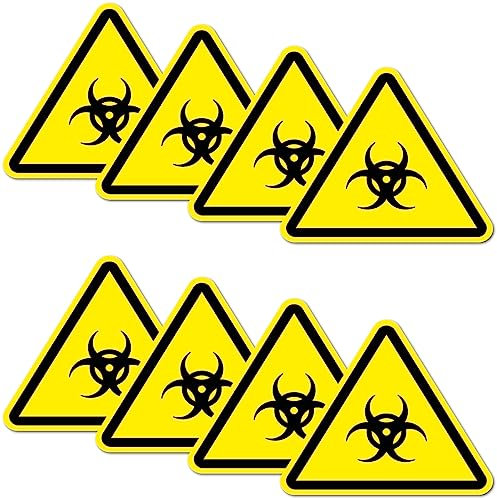 8 Stück Warnhinweis Aufkleber 6x5cm Biohazard UV Schutz laminiert wasserfest Digitaldruck Warnung
