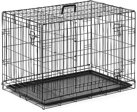 Wiesenfield WIE-DC-90 Hundebox 92 x 60 x 66 cm Eisen Montage ohne Werkzeug Trenngitter zum Aufteilen der Käfigfläche Hundetransportbox Hundekäfig für zu Hause Gitterbox